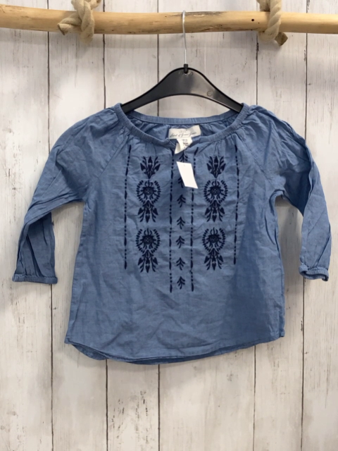 H&M  Bluse  Gr. 116  blau dunkelblaue Stickerei