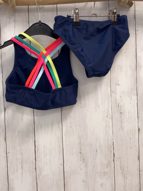2tlg Famy  Bikini  Gr. 110  blau bunte Schrift + Träger 