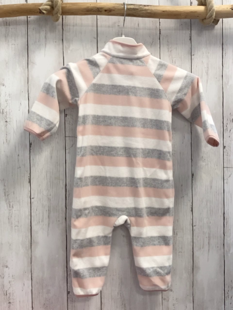 H&M Fleeceoverall Gr. 74  weiß grau rosa gestreift