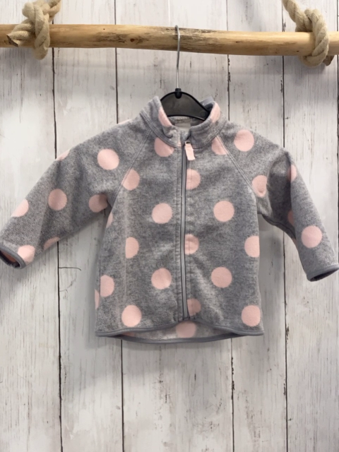 H&M Fleecejacke Gr. 68  grau rosa Punkte