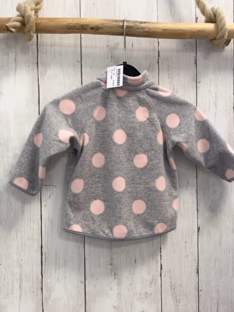 H&M Fleecejacke Gr. 68  grau rosa Punkte