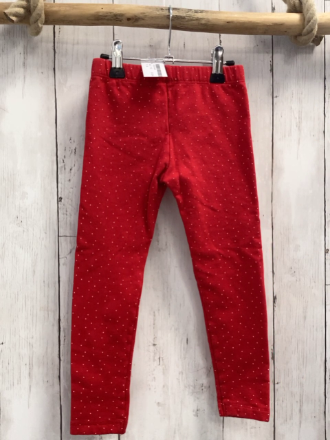  Leggings Gr. 110  rot weiße Punkte Rentiere an den Knien
