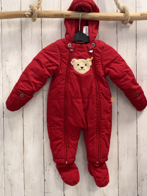 2tlg Steiff Schneeoverall + Schuhe Gr. 68  rot Bärenkopf