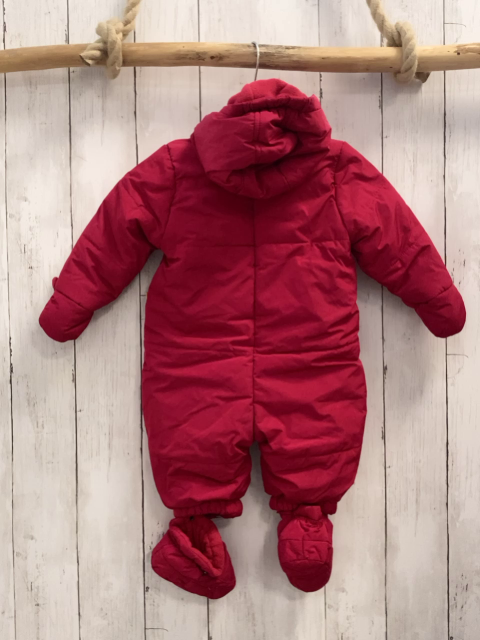 2tlg Steiff Schneeoverall + Schuhe Gr. 68  dunkler Himbeerton Bärenkopf