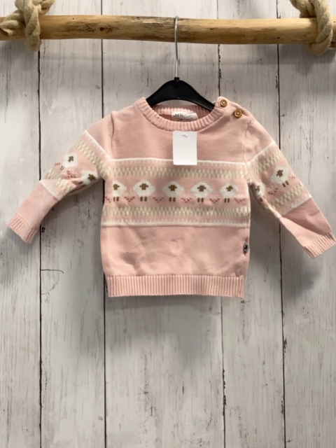 Jacky Pullover Gr. 62  rosa Strick weiß beige Schafe