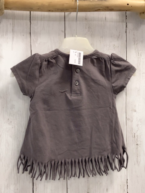   T-Shirt  Gr. 68  grau Zebras Fransensaum 