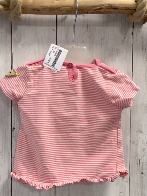 Steiff  T-Shirt  Gr. 62  rosa weiße Streifen Pailettenbärenkopf 