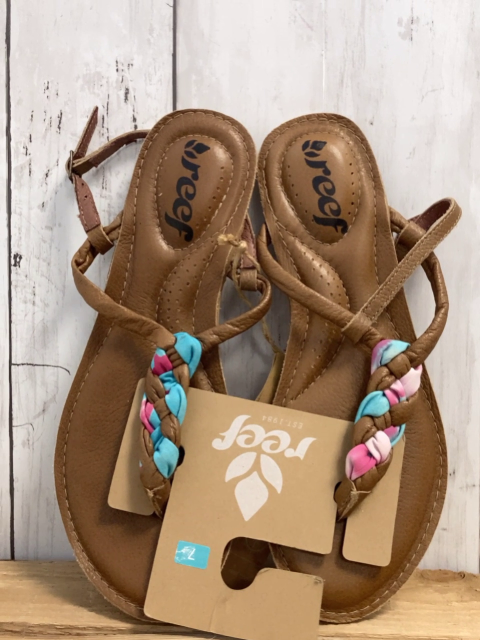neu Reef Flip Flops Gr. 37  braun hellblau pink geflochtener Riemen