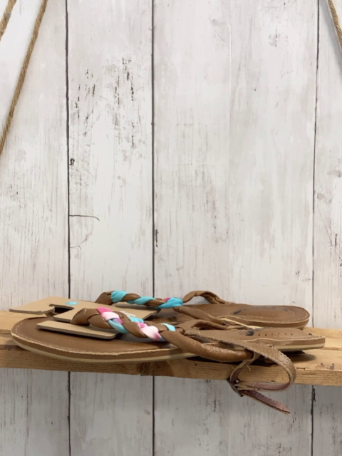 neu Reef Flip Flops Gr. 37  braun hellblau pink geflochtener Riemen