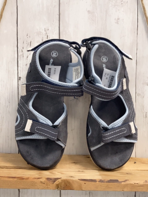  Sandalen Gr. 38  grau Wildleder hellblauer Bund