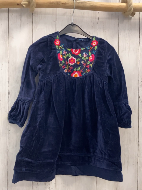 Oilily Kleid Gr. 98  blau Samt gestickte Blumen