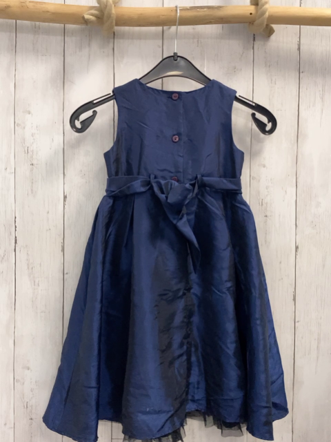 George  Kleid  Gr. 98  blau Pailetten am Ausschnitt große Schleife schwarzer Netzsaum 