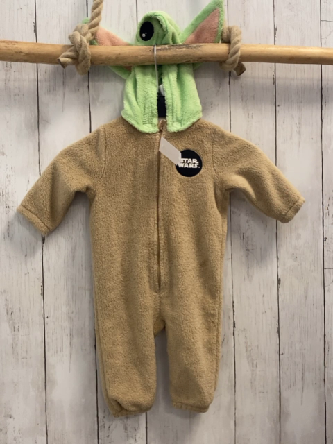 H&M  Plüschoverall Gr. 62  beige hellgrüne Kapuze Yoda Star Wars 