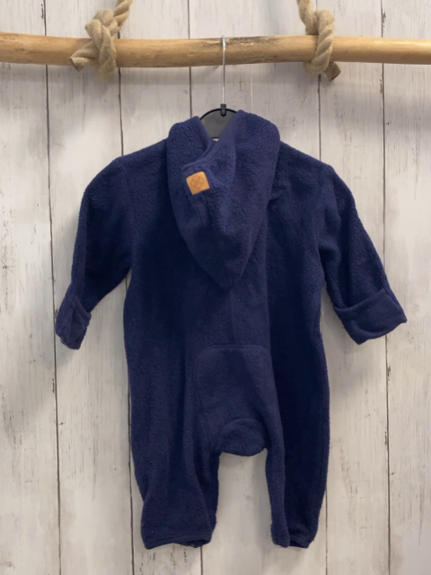 Hess Natur  Teddyoverall  Gr. 62  blau Kapuze Gebrauchsspuren 