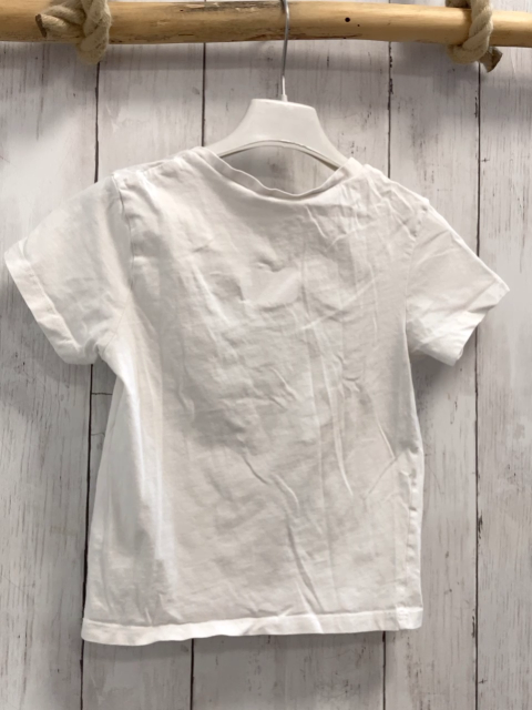 H&M T-Shirt  Gr. 104  weiß grüne Glitzersmileys schwarze Schrift 