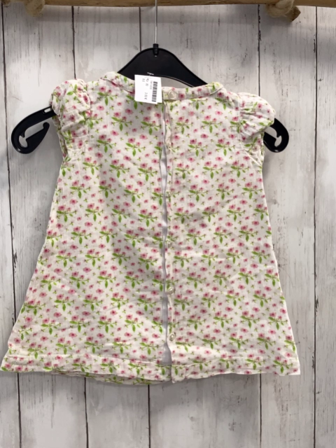   Kleid  Gr. 80  weiß rosa Blumen hellgrüne Blätter 
