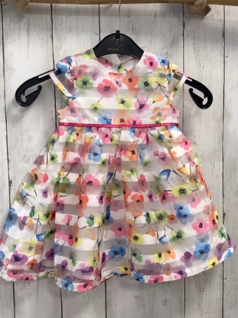   Kleid  Gr. 74  zweilagig weiß transparente Streifen Blumen 