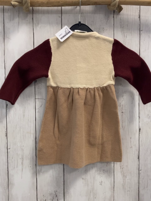   Kleid  Gr. 68  beige sand weinrot Strick Knopfleiste 