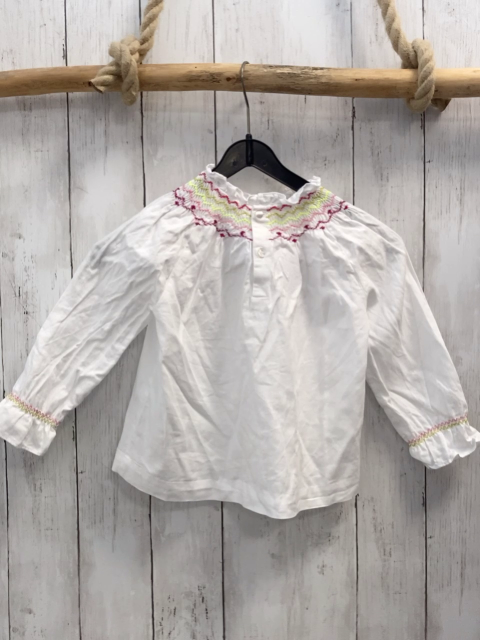 Jacadi Bluse  Gr. 104  weiß bunte Ziernähte 