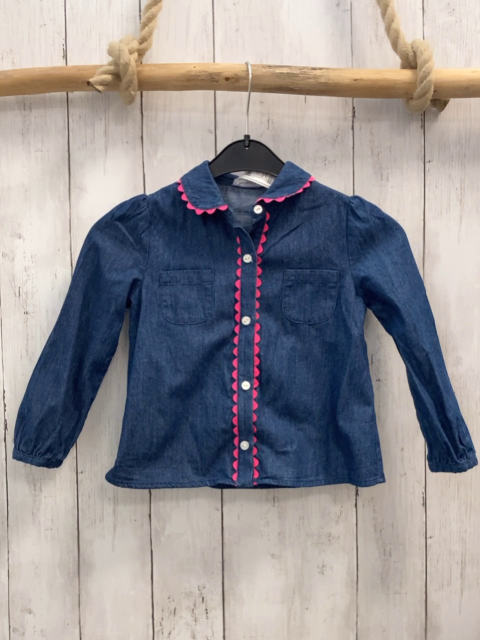 Jacadi Bluse  Gr. 104  blau Jeans pink Borte 