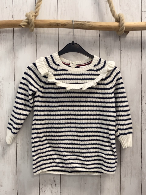 Tommy Hilfiger Pullover Gr. 98  weiß blau gestreift Strick