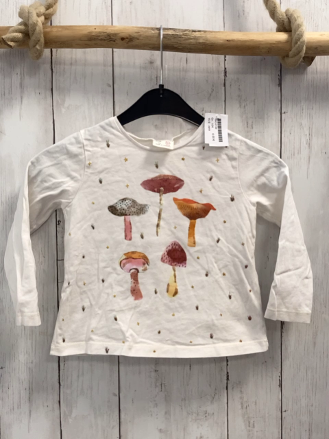 zara Langarmshirt Gr. 104  weiß bunte Pilze