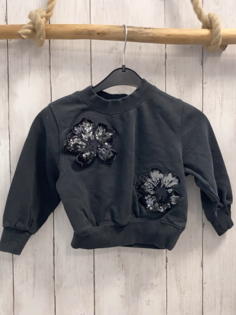 Molo Pullover Gr. 98  grau Pailettenblumen