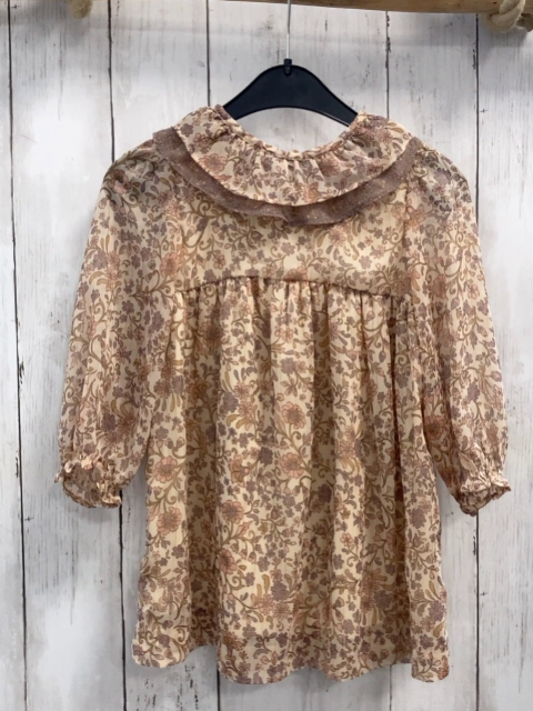 zara Kleid Gr. 98  beige flieder rosa Blumen