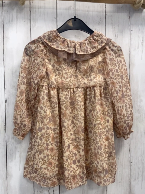 zara Kleid Gr. 98  beige flieder rosa Blumen