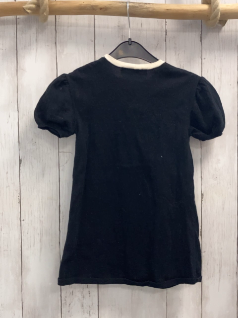 H&M Kleid Gr. 98  schwarz Strick weiße Blumen + Bund