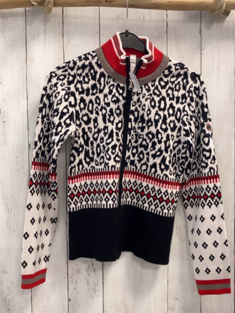 Poivre Blanc Strickjacke Gr. 134  weiß schwarz rot Leoprint 