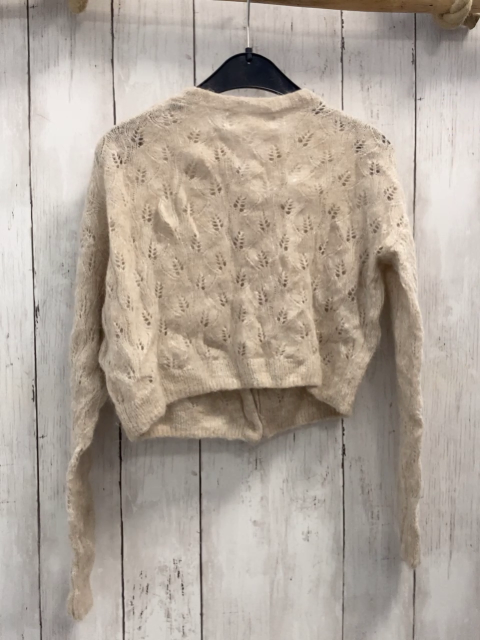 zara Strickjacke Gr. 134  beige Lochmuster 32% Wolle