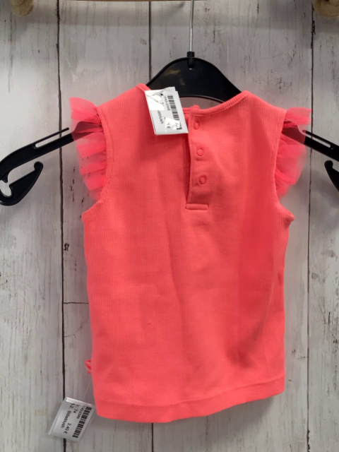 Billieblush  T-Shirt  Gr. 74  neonrot Rippen Muschel Tüllärmel 