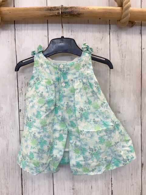 Zara  Kleid  Gr. 62  weiß türkis hellgrüne Blätter 