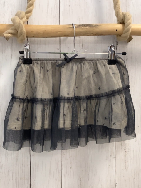 Zara  Rock Gr. 104  beige mit grauen Tauben grauer Tüllüberrock 