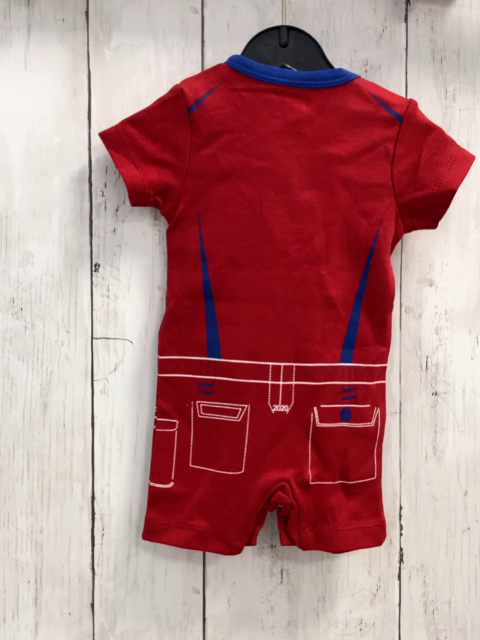 Engelbert Strauß  Playsuit  Gr. 50/56  rot blauer Bund Reißveschlussdruck 