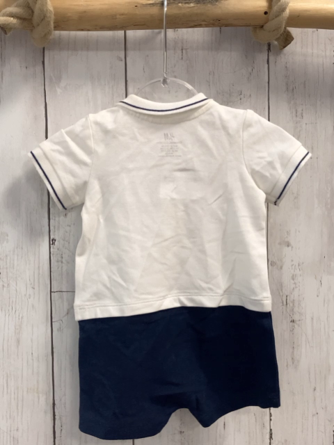 H&M  Playsuit  Gr. 50  weißes Oberteil mit Polokragen blaue Shorts 