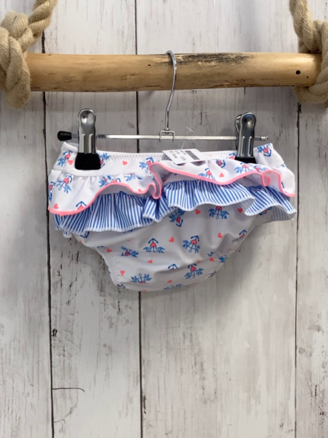 Sunuva  Bikinihose  Gr. 68  weiß hellblaue Streifen Rüschen Herzen 