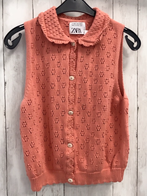 Zara  Strickweste  Gr. 164  lachs Lochmuster Kragen 