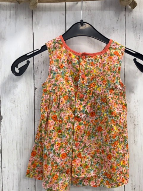 Zara  Kleid  Gr. 68  orange rosa hellgrün gelbeBlumen hellrote Borten 