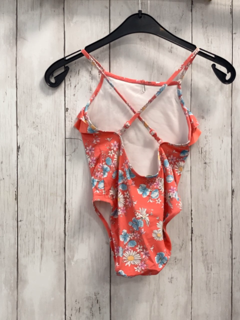 Zara  Badeanzug  Gr. 122  hellrot Rüschen Blumen 