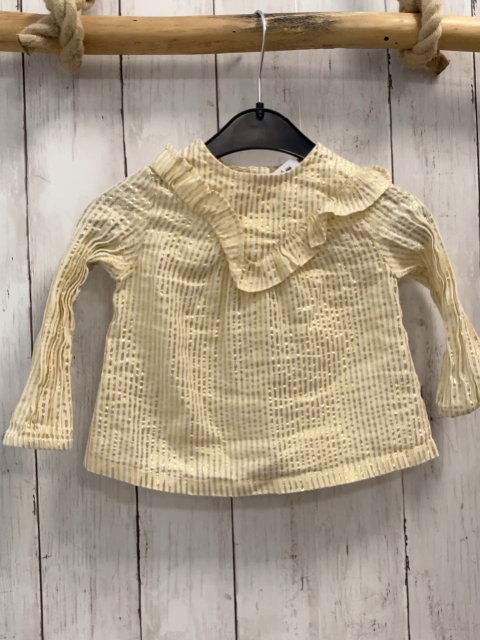 Eden et Victor  Bluse Gr. 74  weiß goldene glänzende Streifen Rüscen