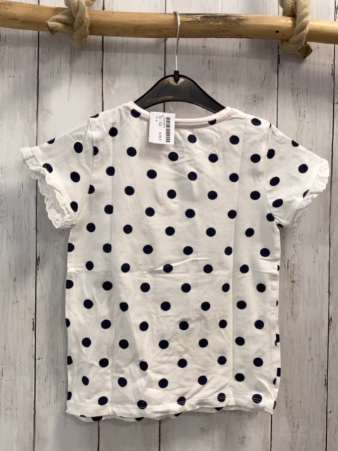   T-Shirt Gr. 122  weiß schwarze Punkte Minnie Mouse Kopf mit roter Schleife