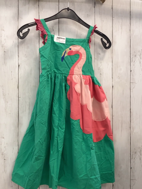 Mini Boden  Kleid  Gr. 122  grün + pink rosa Flamingo 
