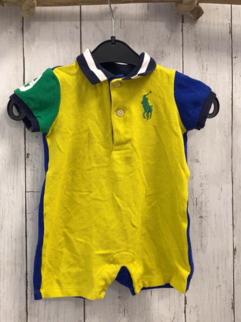 Ralph Lauren  Playsuit  Gr. 68  gelb blau grün Polokragen 