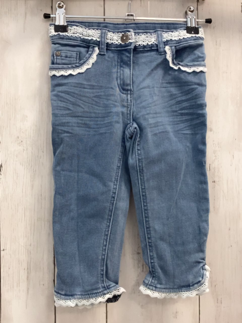   Caprihose  Gr. 110  blau jeans weiße Borte 