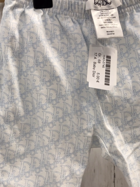 Baby Dior  Babyhose  Gr. 68  weiß hellblau Schrift