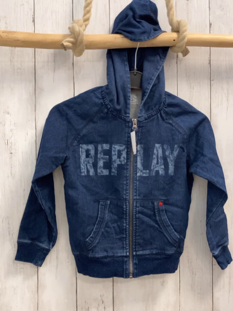Replay  Sweatjacke  Gr. 116  blau Kapuze Schrift 