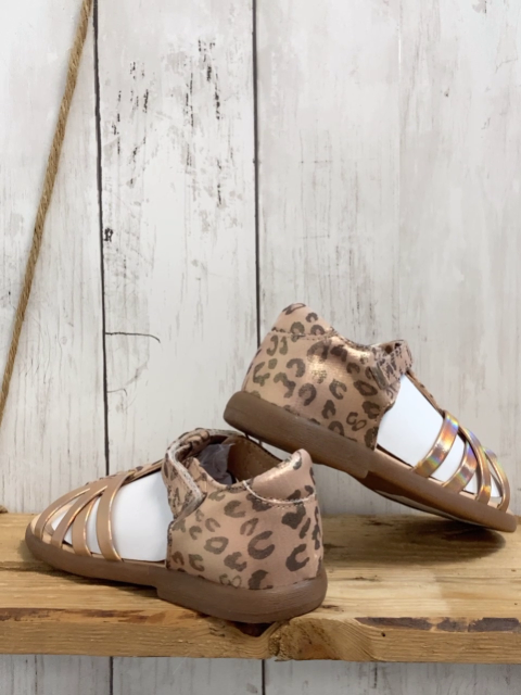 neu Sandalen Gr. 26  rosagold Leoprint Riemchen