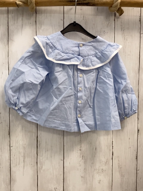 Jacadi Bluse Gr. 80  hellblau großer Kragen weißer Bund